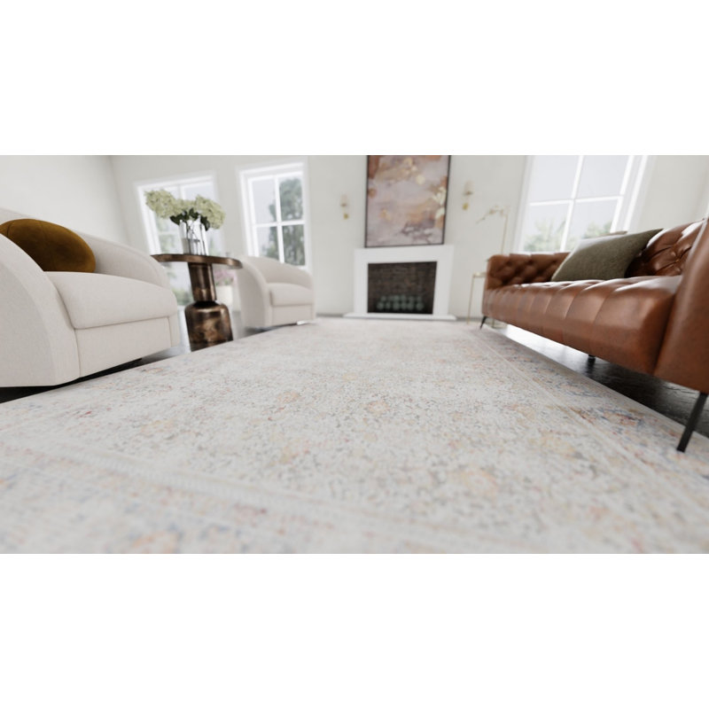 Luxurious Beige and Blue Viscose Rectangular Area Rug