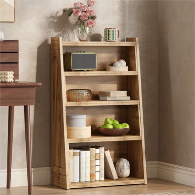 Bibliothèque de 120 cm (47 po) pour chambre et salon, conforme à la photo, avec rangement à quatre niveaux et détails en céramique.