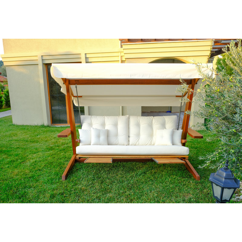 Dezani 5 Person Porch Swing with Canopy, Beige