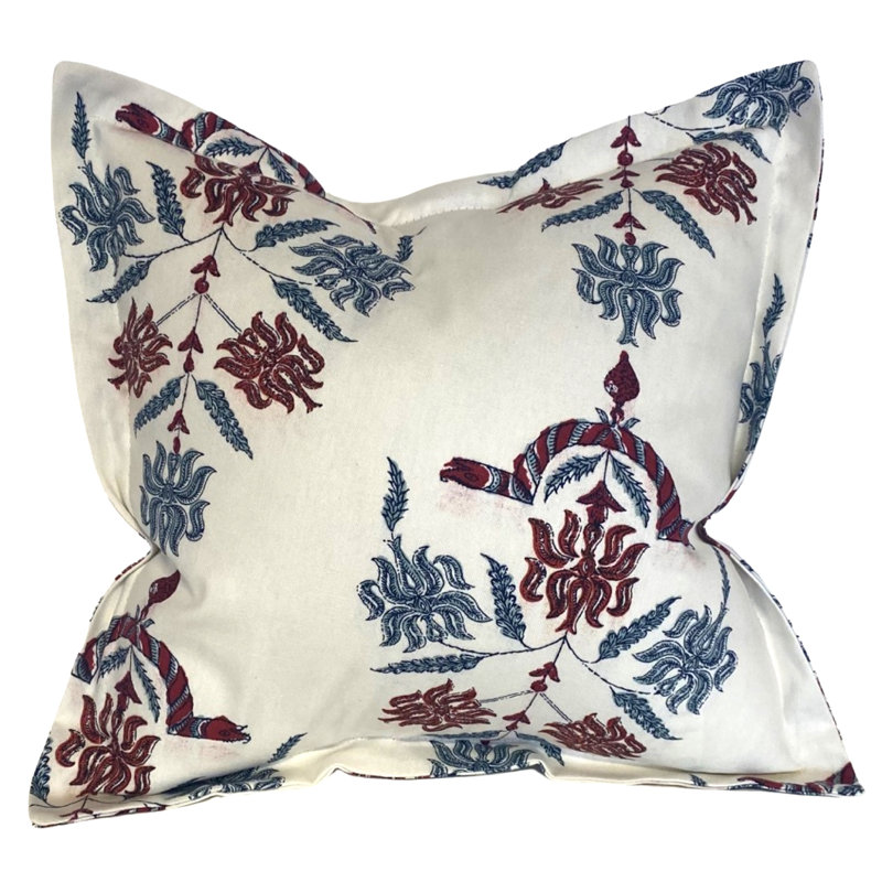 Floral Cotton Blend Reversible Pillow Cover