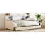 Lit simple beige avec plateforme rembourrée et armoire intégrée - Velours, rangement élégant en velours, tiroirs confortables et spacieux pour les vêtements de literie,-1759113578