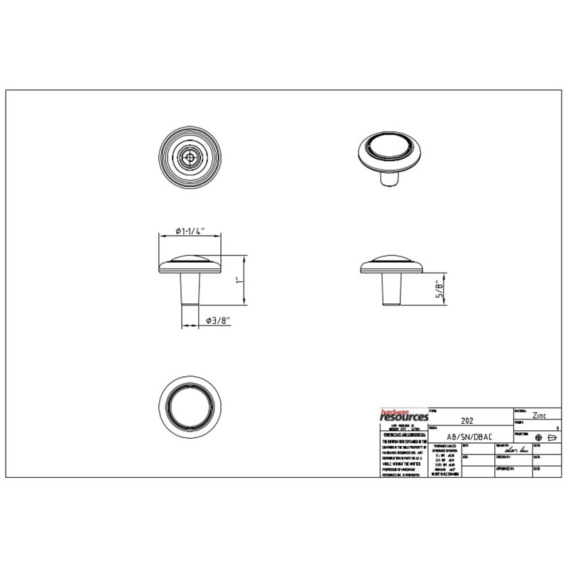 Vienna 1 1/4" Diameter Mushroom Knob, Satin Nickel