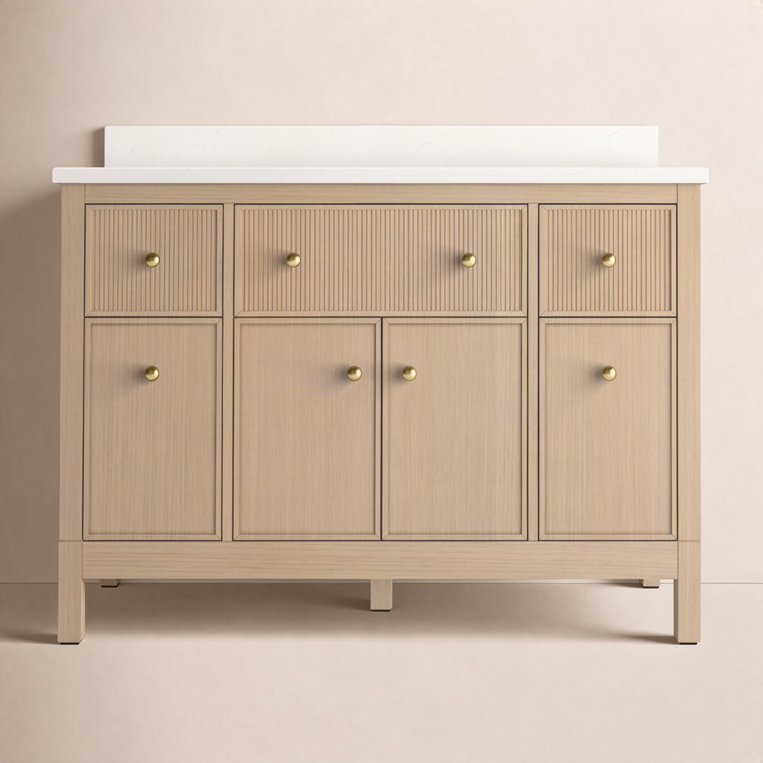 Malin 49" Single Bathroom Vanity, Oak, Brass