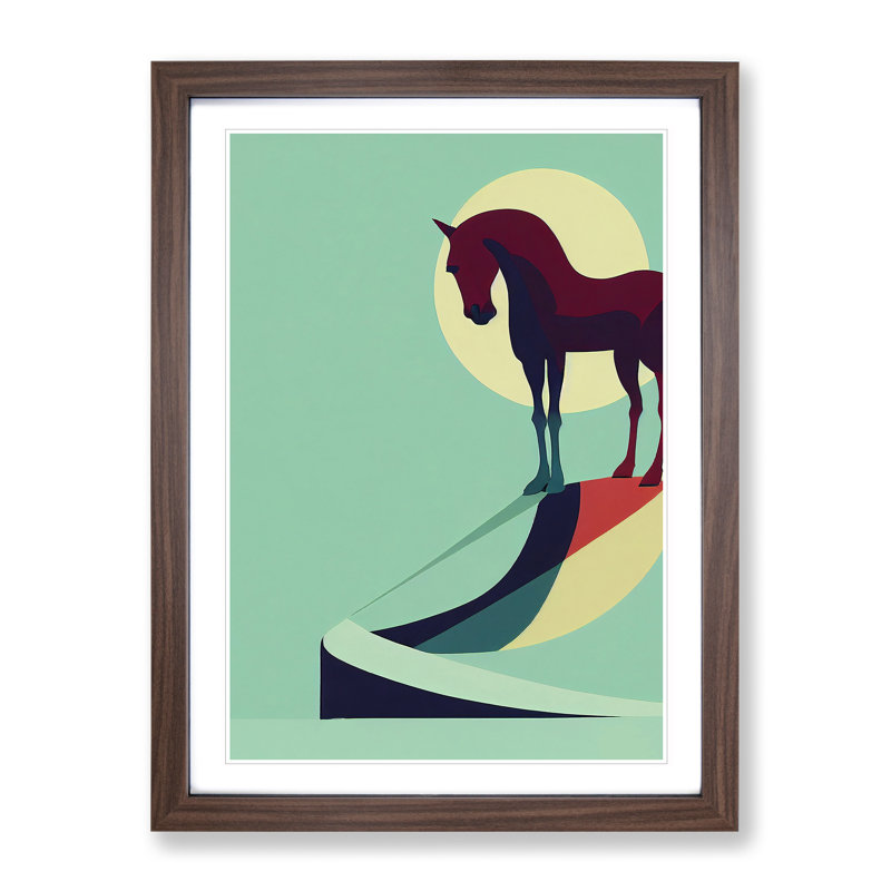 Lucky Horse Abstract - Framed Print, 46cm H x 34cm W x 2cm D, Walnut