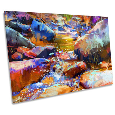Abstract Landscape Waterfall - Wrapped Canvas Painting