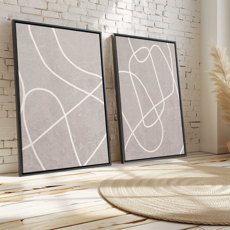 Voyage silencieux, ensemble de 2 impressions sur toile, Cadre noir satiné, H 12,75 po x l 8,75 po x P 1,75 po