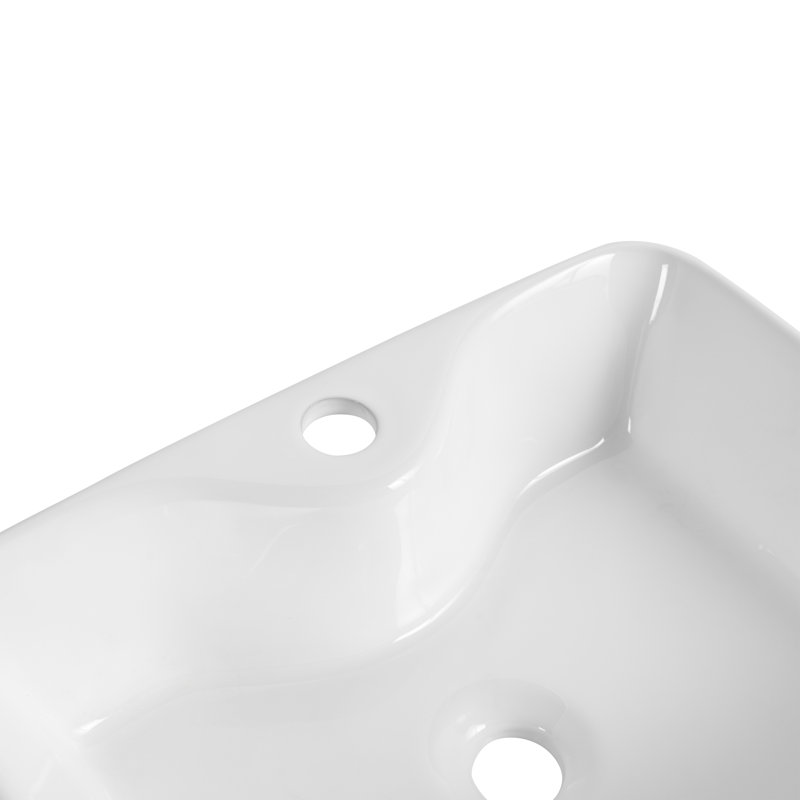 Lavabo de salle de bain rectangulaire en céramique blanc au-dessus du comptoir (BAB111MOWH)