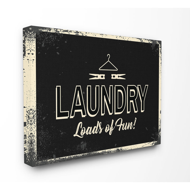 Laundry Laundry of Fun Industrial - reproduction d'art textuel sur toile, H 16 po x l 20 po x 1,5 po, Toile tendue