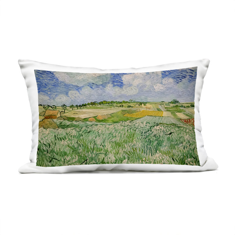 Coussin d'extérieur imprimé Plain Near Auvers, par Vincent Van Gogh, 14 x 7 x 20, Plaine verte près d'Auvers