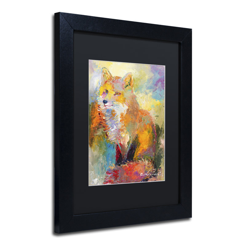 « fox », impression sur toile, Cadre noir, H 14 po x l 11 po x P 0,5 po, Noir