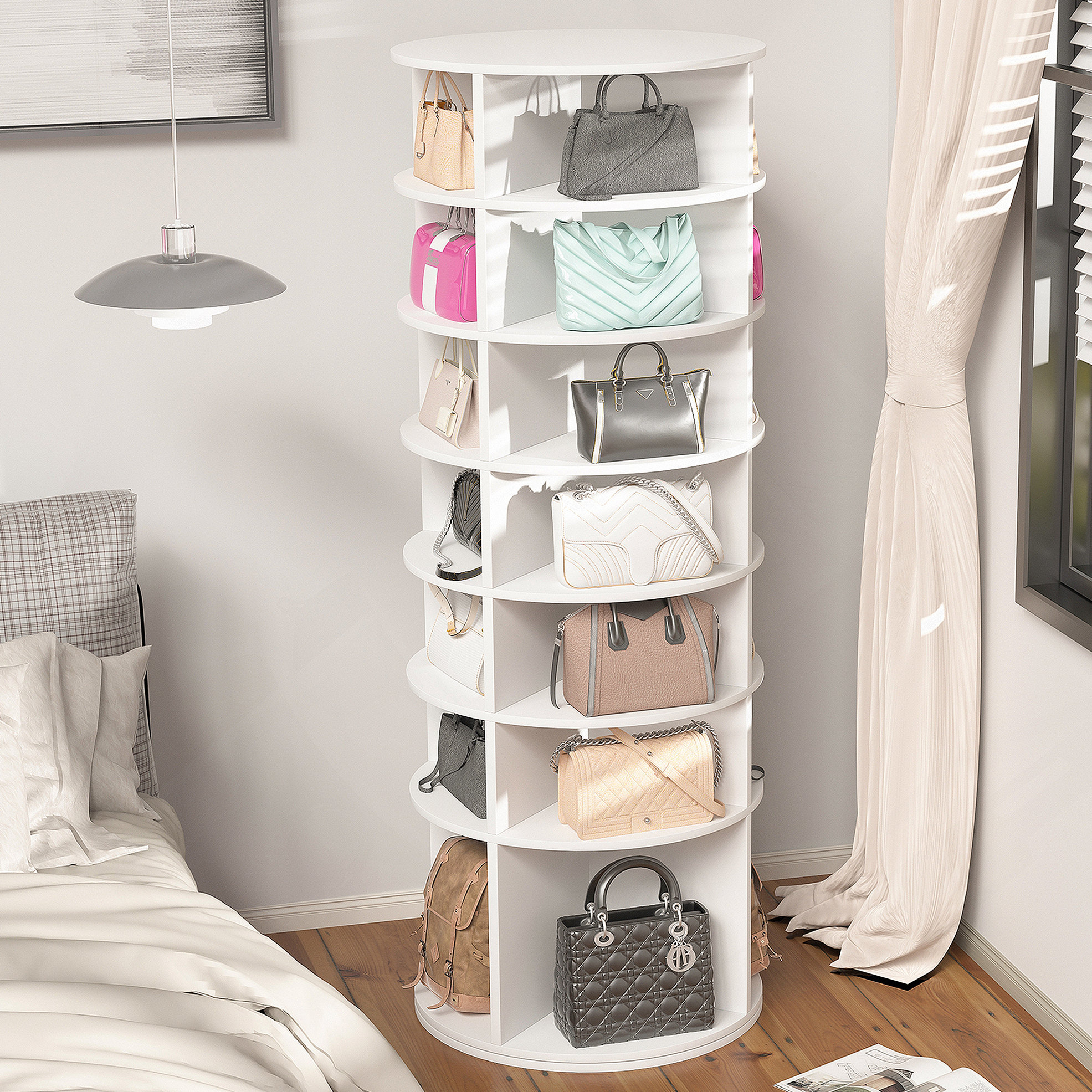 Hokku Designs Rotating Shoe Rack Tower, 7-Tier Spinning Shoe Rack, Free ...