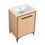 Meuble-lavabo de 24 po, lavabo et compartiment de rangement, fabrication en bois d'ingénierie, qualité de résistance, livret d'instructions d'assemblage facile, conception américaine, meuble-lavabo 24 po avec lavabo couleur chêne-120994466