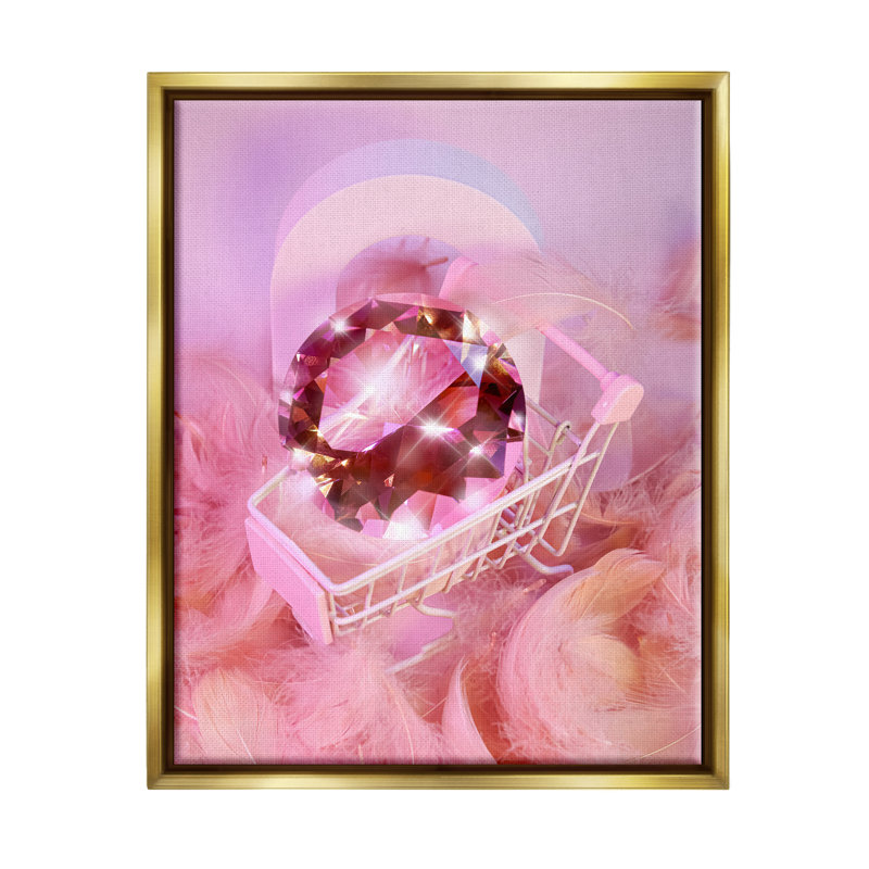 "Pink Glam Gem" dans un chariot encadré sur bois par Ziwei Li, impression, H 21 po x l 17 po x P 1,7 po