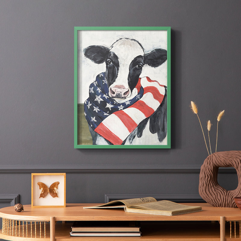 American Cow I I, reproduction encadrée - bois massif, Vert, H 10 po x l 8 po