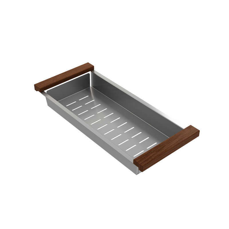 Passoire profonde en acier inoxydable avec poignées en bois Sapele pour éviers 1500, 1501, 1551 et 1604