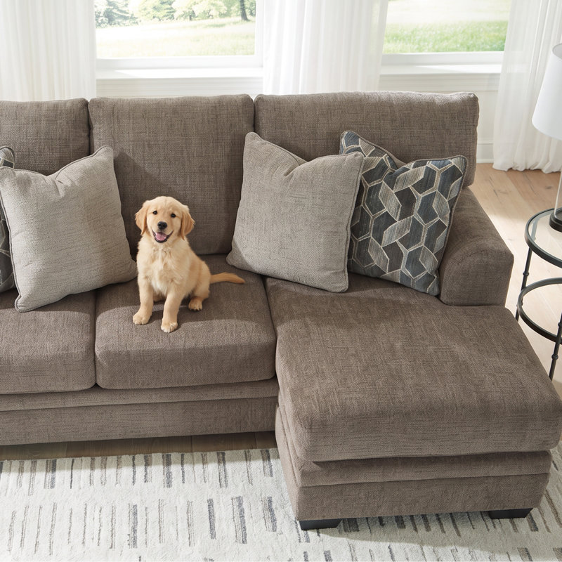 Gwendolynne Upholstered 92 " Sofa & Chaise, Brown Polyester