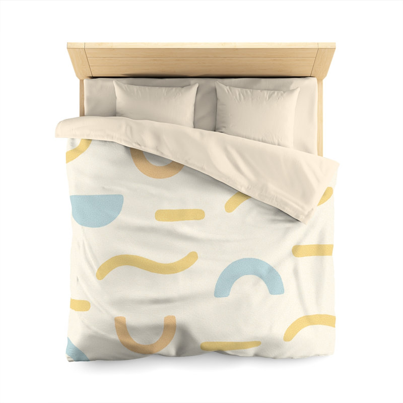Microfiber Duvet Cover Boho Style, Design 87, Queen Duvet Cover, White