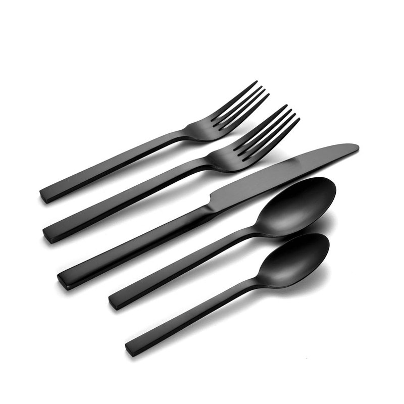  Chef's Table Midnight Matte 20 Piece Flatware Set, Service for 4, Black, Black