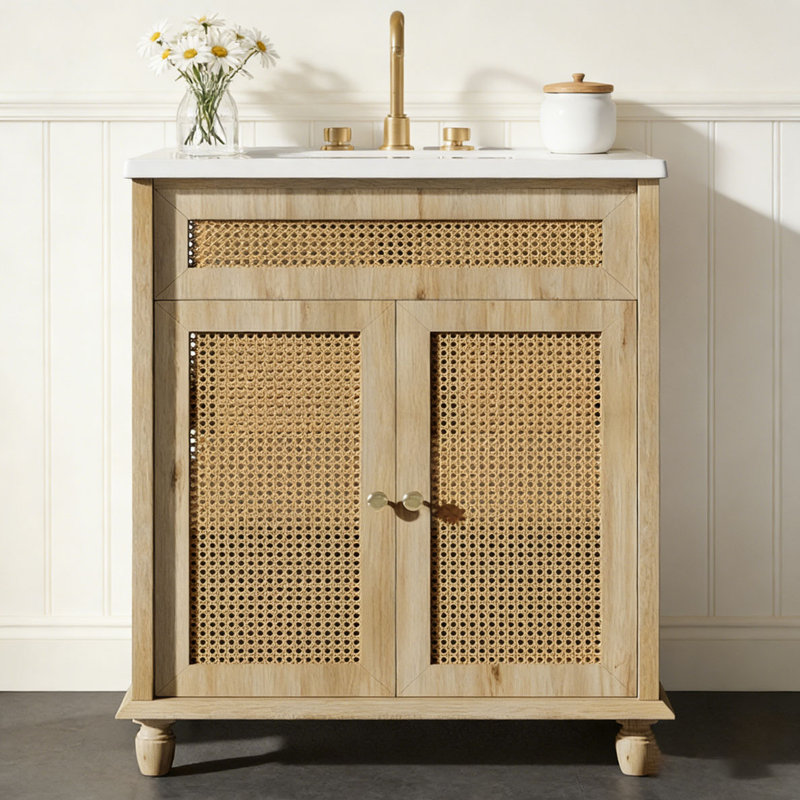 Meuble-lavabo de 30 pouces, Bois naturel