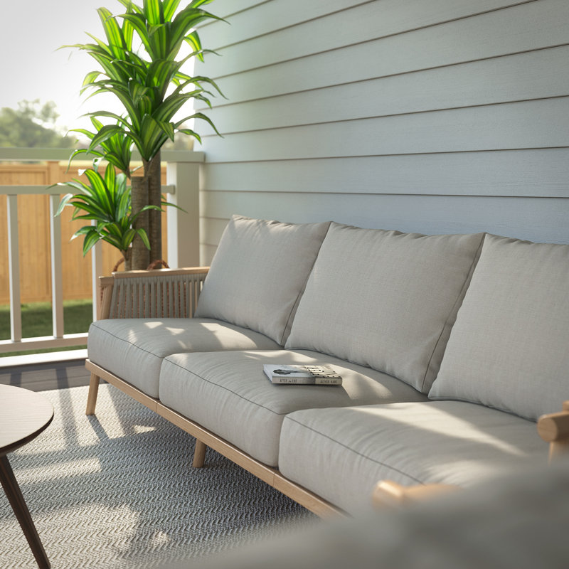 Jeneya Wide Outdoor Patio Sofa with Cushions, 23.4" H x 94.5'" W x 33.4" D