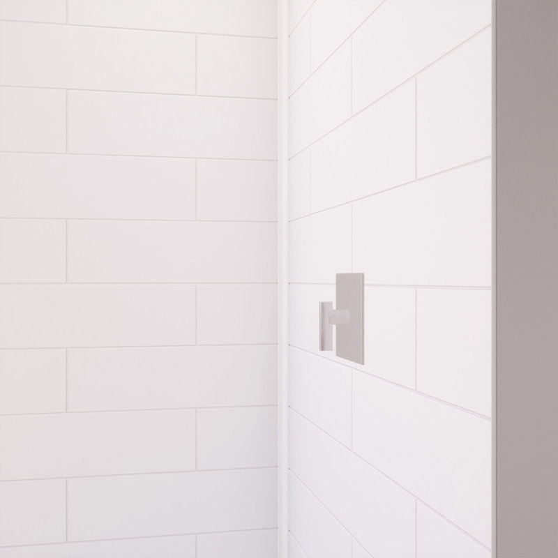 DreamStone 36" White Modern Subway Pattern Shower Kit