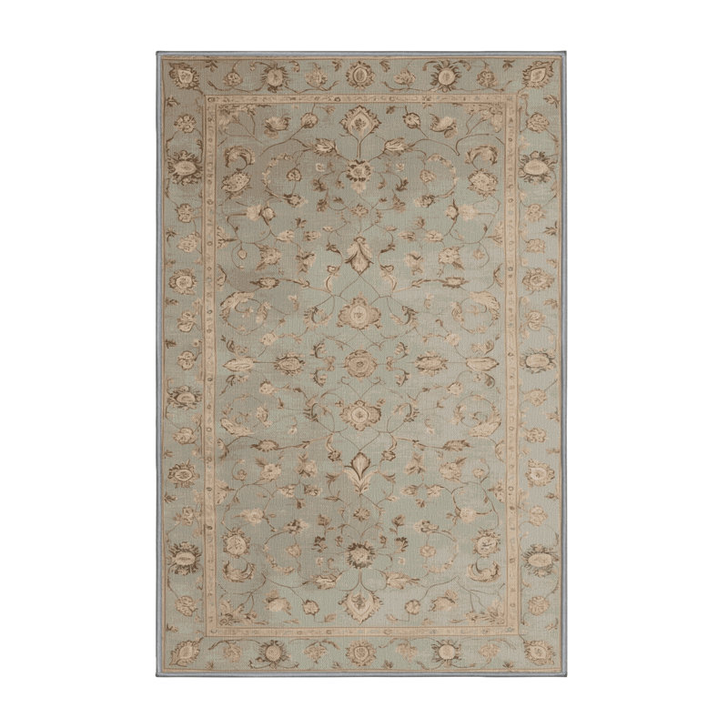 Tapis gris Tabriz lavable à la machine, Rectangle 7 pi x 9 pi