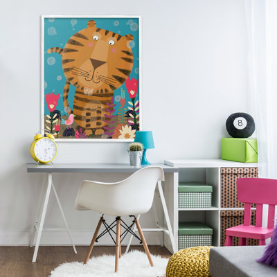 Tigrée bohème et fleurs, estampe numérique, design par Carla Daly