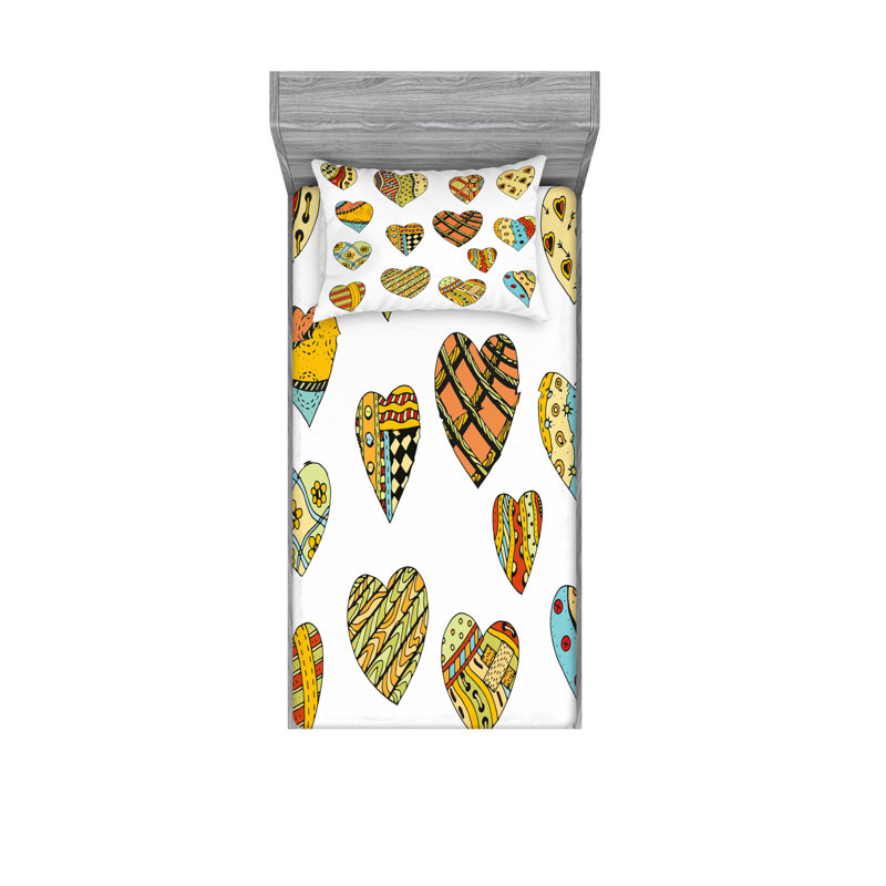 Microfiber Geometric Sheet Set, Twin XL Sheet Set with Fitted Sheet