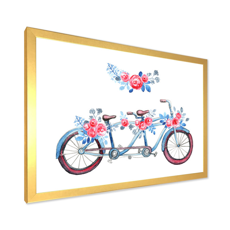 Vélo tandem, Cadre d'angle fermé doré, H 16 po x l 32 po x P 1 po