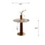 Ensemble de table de salle à manger 33 po de style contemporain de luxe avec piédestal en noyer rayé et base dorée - disponible en verre onyx minuit, texture arctique, brume du Sahara et finitions en marbre noir quadrillé-2113565930