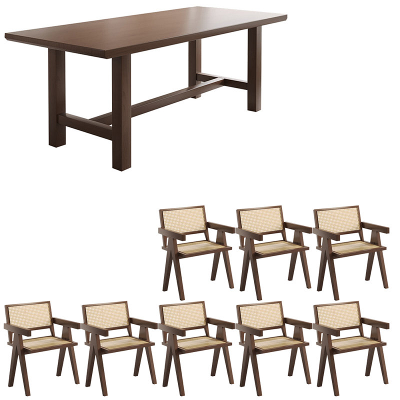 Ensemble de table de salle à manger en bois massif de style chinois, H 29,5 po x L 94,4 po x l 39,3 po
