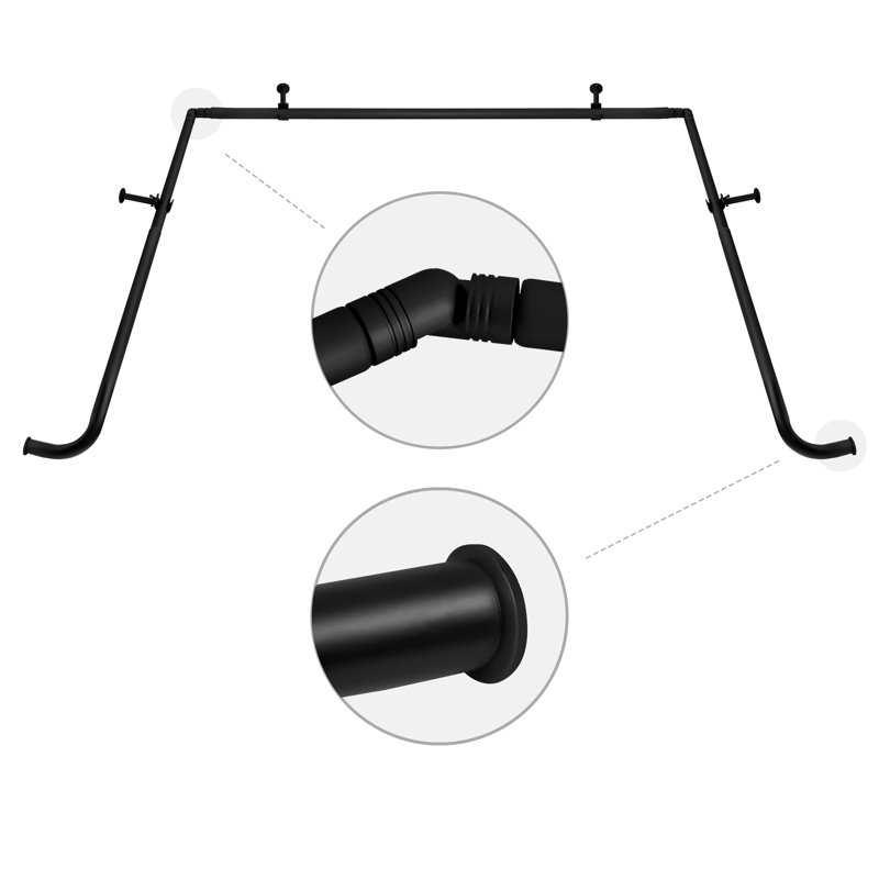 Ensemble de tringle à rideaux Rebrilliant de 1 pouce de diamètre pour fenêtre Bayview, Noir