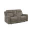 Causeuse inclinable manuelle Diti avec console, porte-gobelets, microfibre brune