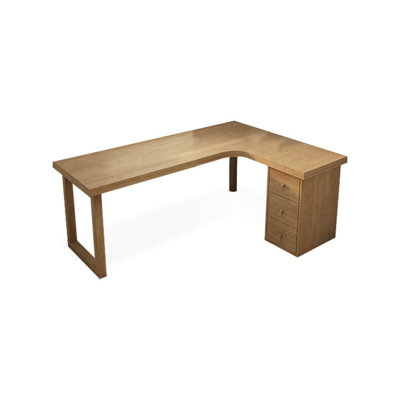 78.74" Wood colour L-Shaped Solid Wood Desks