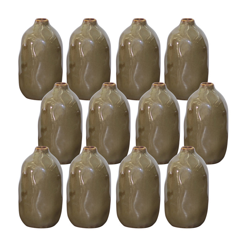 Ensemble de 12 vases de table en céramique Arethia, Brun