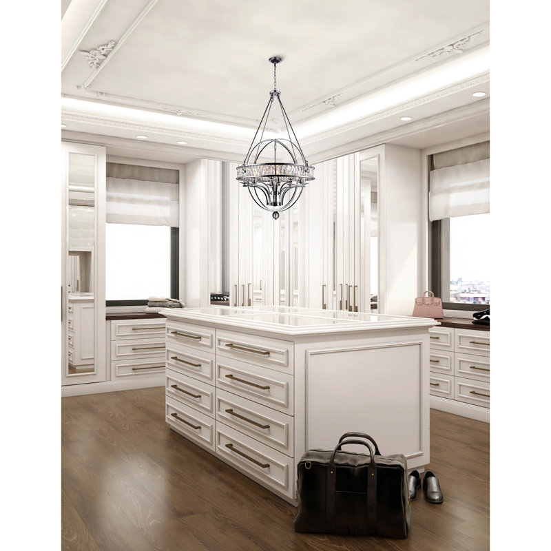 42" Chrome Chandelier for Dining Room, Grand Foyer – 12-Light Orbital Frame with Crystal Accents & E12 Bulb Base – LED Compatible, Industrial-Glam Style – BACL Certified