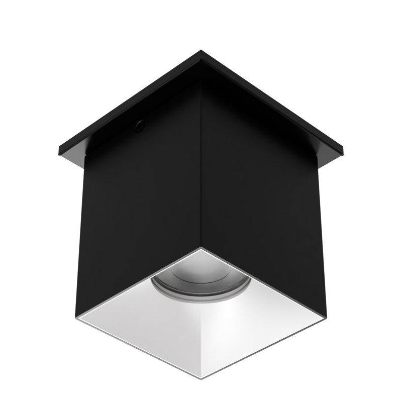 Plafonnier encastré 5 lumières Zoron Square, Noir /brume, H 4,5 po x l 3,63 po x P 3,63 po