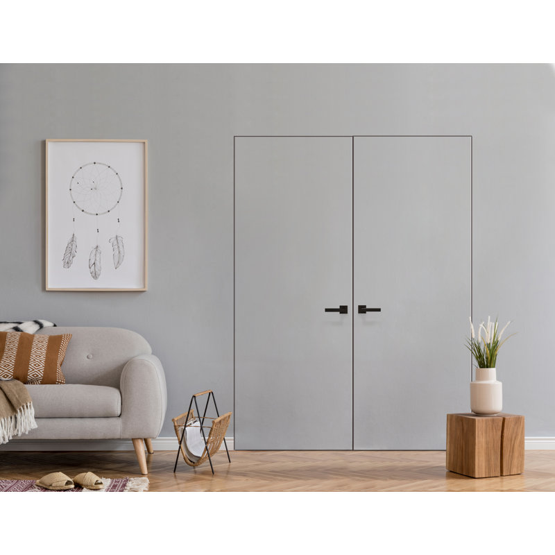 Double porte intérieure en bois manufacturé invisible Invisible, Réversible, 64 po x 84 po