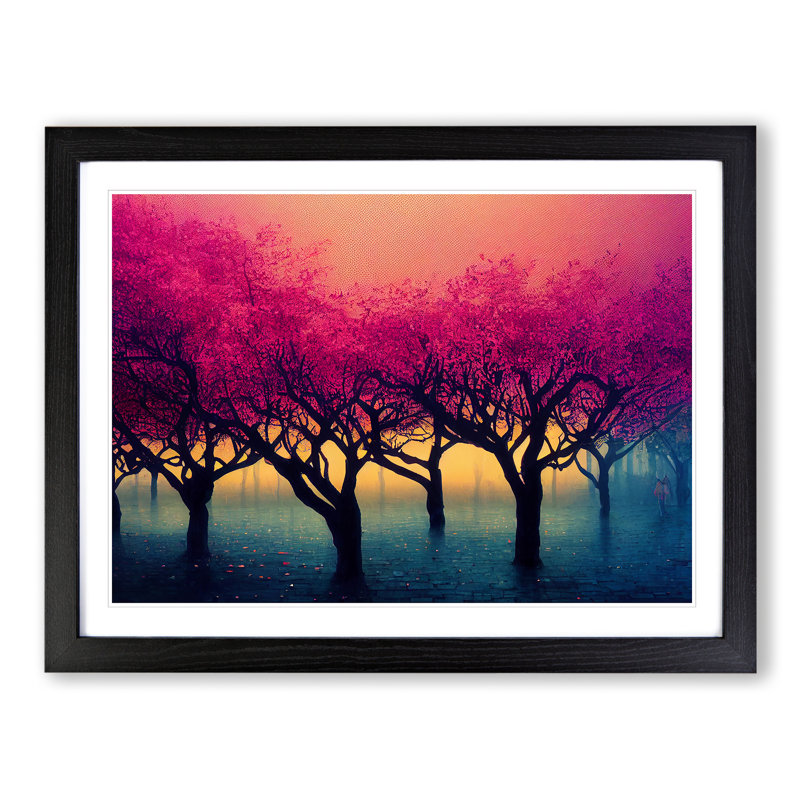 Radiant Tree Forest - Single Picture Frame Painting, Black, 46cm H x 64cm W x 2cm D