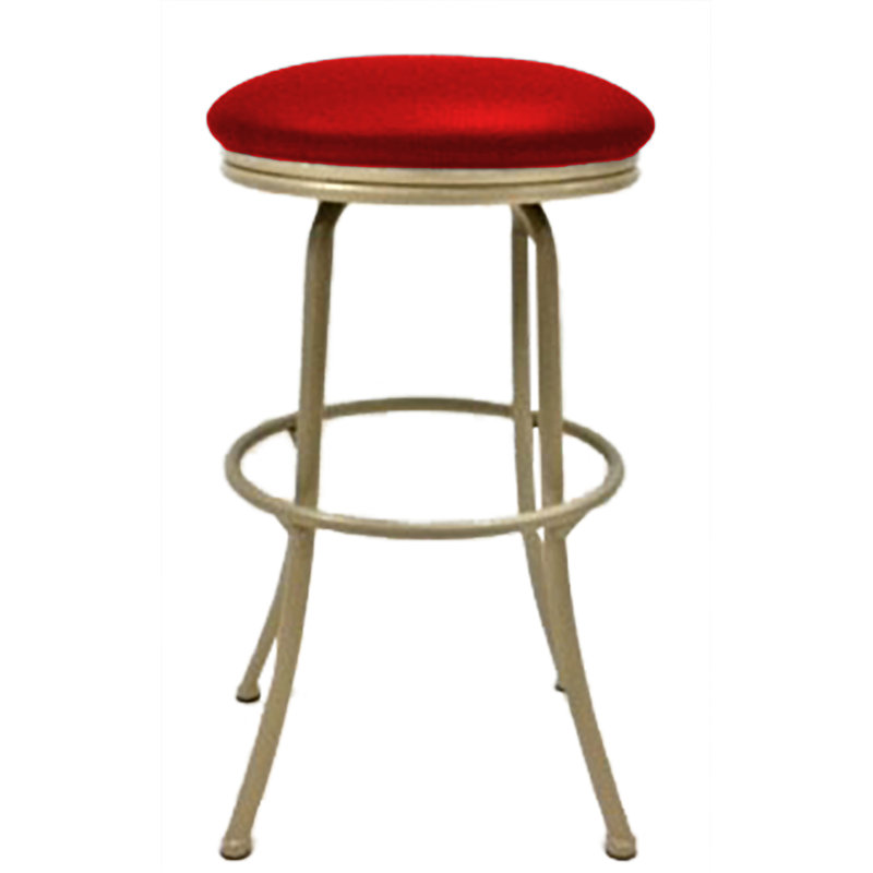 Swivel Upholstered Counter Stool with Metal Frame, Fire Red, Beige, Bar Stool (30" Seat Height)