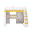 Lit mezzanine avec escalier de rangement, coiffeuse intégrée et garde-robe et armoires, lit mezzanine moderne avec miroir, charge USB et lumières-496880699