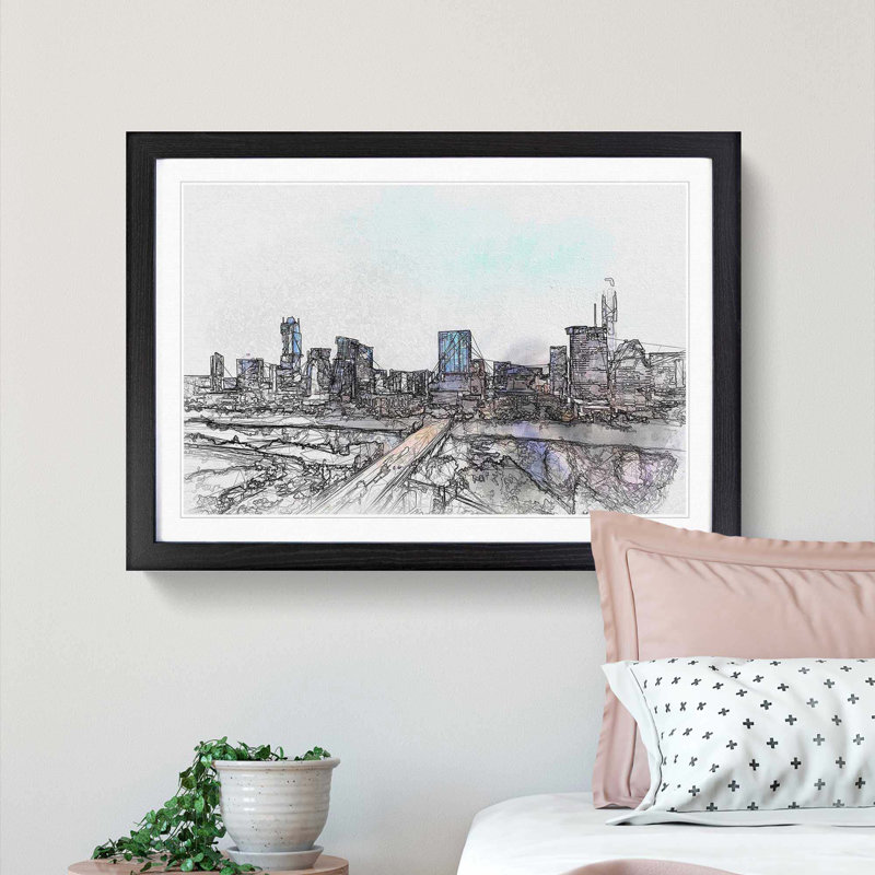 Austin Texas Skyline in Abstract - Picture Frame Graphic Art Print, Black Framed, 27cm H x 36cm W x 2cm D
