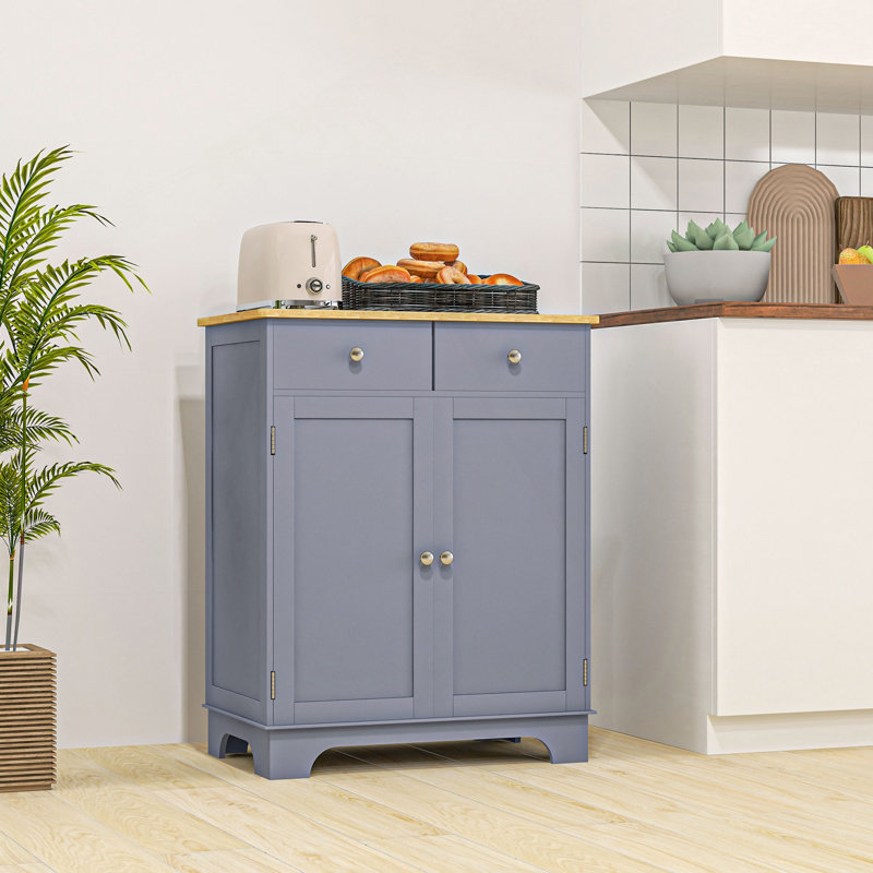 Buffet polyvalent avec 2 tiroirs et tablette réglable pour le rangement de la cuisine, du salon et du couloir