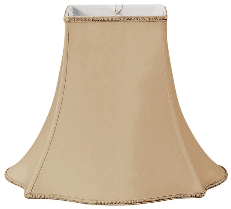 Abat-jour cloche en soie / shantung (araignée), Or antique / blanc cassé, H 8,75 po x l 10 po x P 10 po