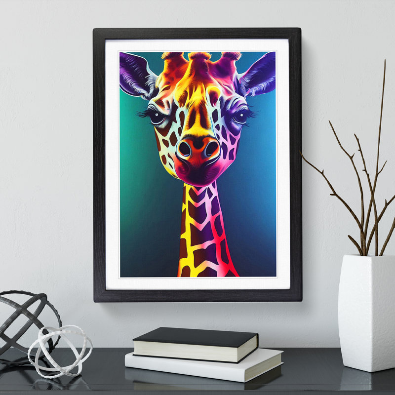 XC1022-1589X Colourful Giraffe No.3 - Wrapped Canvas Print, Black, 64cm H x 46cm W