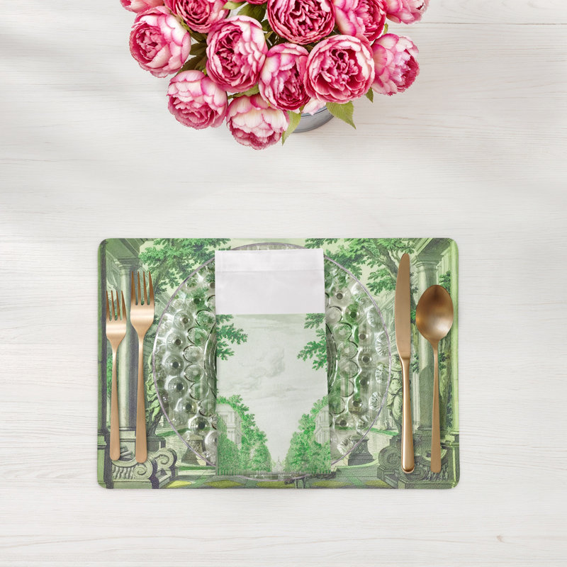 Dimanche A Paris Cotton Blend Square Napkins, Green