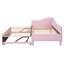 Lit de jour simple tapissier en L rembourré avec couchette escamotable, rose-832109703