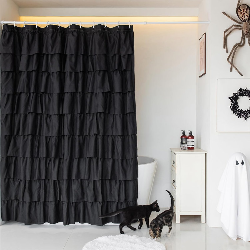 Rideau de douche Ruffle, Noir