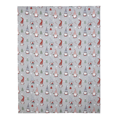 Christmas Gnomes Cotton Table Cloth Grey/ Red
