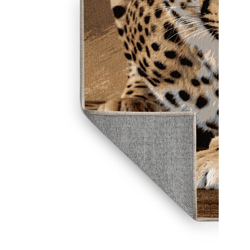 Washable Sudanese Cheetah Big Cats Area Rug, Rectangle 3' x 5'